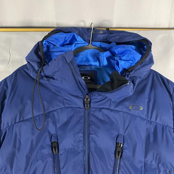 Oakley Jacket Mens Medium Blue Performance Fit Hooded Down Insulated Winter FA18 - Picture 6 of 16